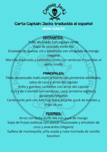 menu adulto captain jacks piratas des caribe español